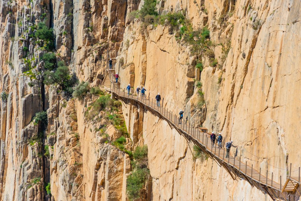 View Of El Caminito Del Rey Or Kings Little Path, One Of The Mos